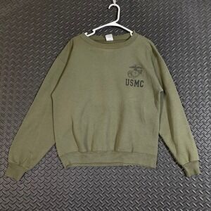 Vintage USMC US Marine Corps Olive Green Crewneck Sweatshirt Duke Athletic Sz‎ M